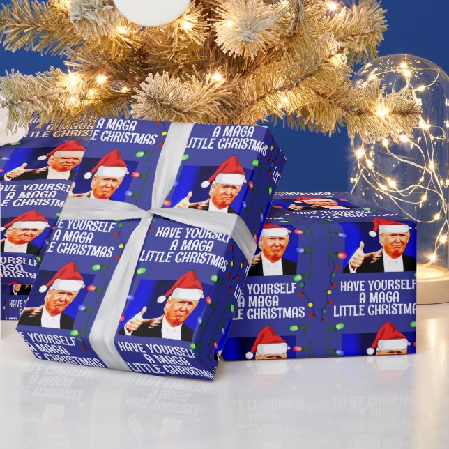 PAPIER CADEAU DONALD TRUMP SANTA HAT CHRISTMAS MAGA (Vacances)