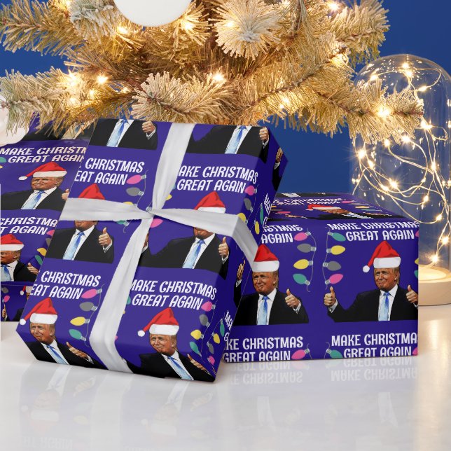 PAPIER CADEAU DONALD TRUMP SANTA HAT CHRISTMAS WRAPPER PAPIER (Vacances)