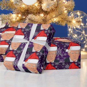 Papier Cadeau DONALD TRUMP SANTA HAT Wrapper Paper