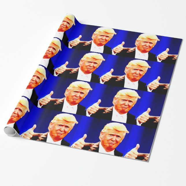 Papier Cadeau DONALD TRUMP THUMBS UP CHRSTMAS Wrapper Papier (Déroulé)
