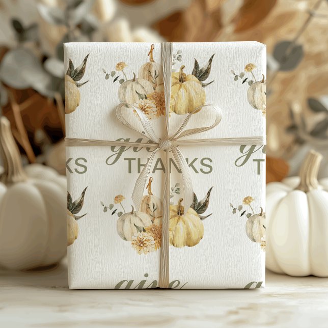 Papier Cadeau Donner Merci Citrouille Aquarelle (Créateur téléchargé)