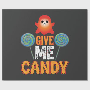 Papier Cadeau Donnez-moi des bonbons Halloween Fantôme_1
