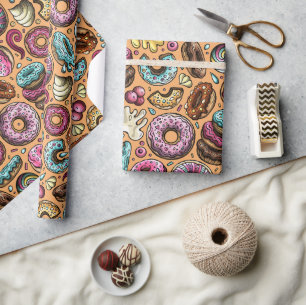 Papier Cadeau Donuts avec Motif d'arrosage
