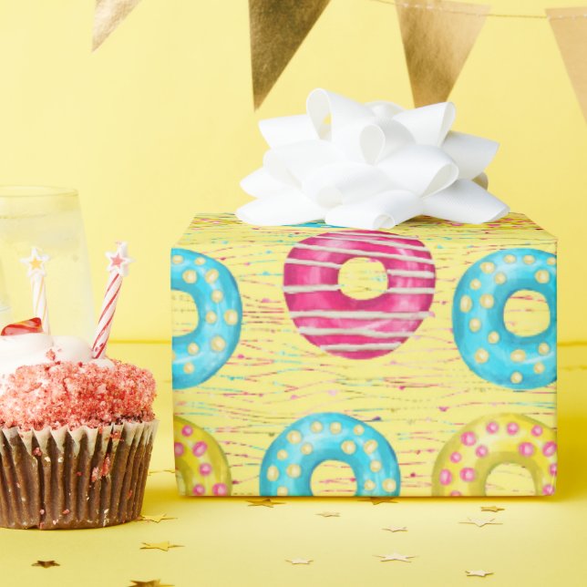 Papier Cadeau Donuts glacés colorés Anniversaire (Fête d'anniversaire)