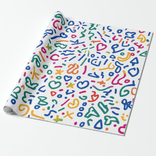 Papier Cadeau Doodle amusant coloré formes vibrantes