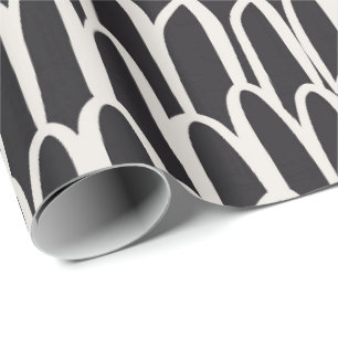 Papier Cadeau Doodle vagues mudcloth mog géométrique simple noir