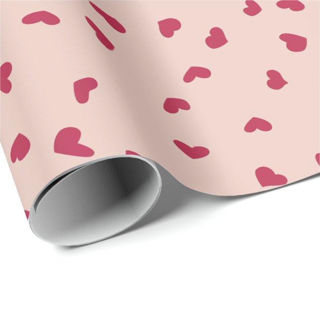 Papier Cadeau Doodles de Coeur Rouge Parsemé (Coin rond)