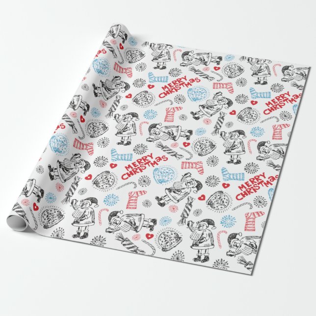 Papier Cadeau Doodles de Noël (Déroulé)