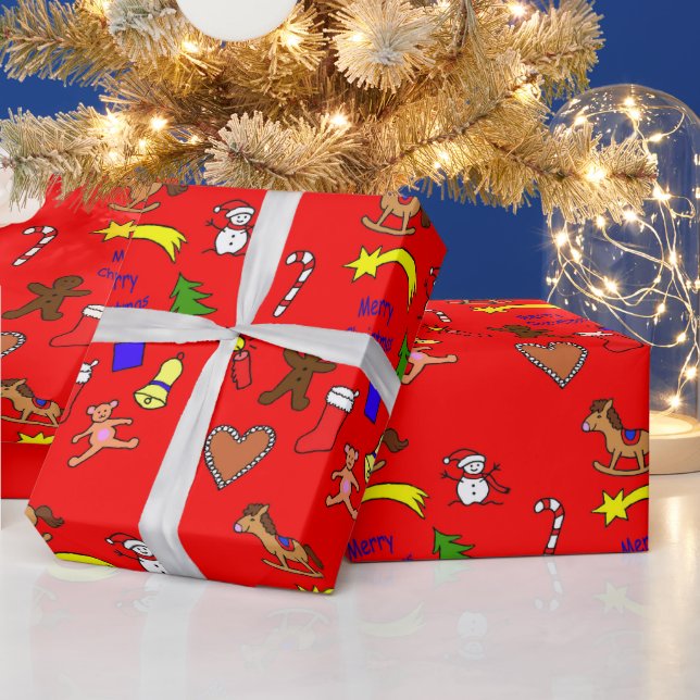 Papier Cadeau Doodles de Noël mignons (Vacances)
