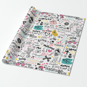 Papier Cadeau Doodles filles