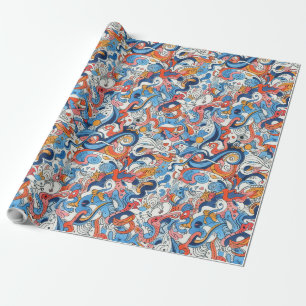 Papier Cadeau Doodles tirés à la main aléatoires
