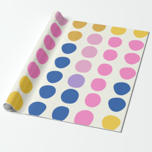 Papier Cadeau Dots de couleurs mignons rose bleu Motif scandinav