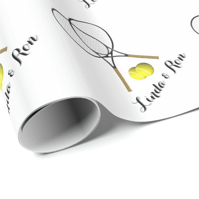 Papier Cadeau Doubles de tennis Ajouter des noms ou du texte bla (Coin rond)