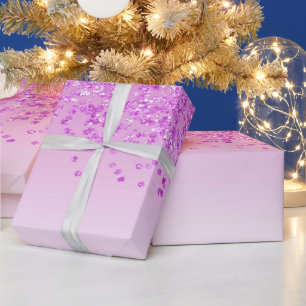 Papier Cadeau Douce 16 ans étincelante Paillettes roses qui tomb
