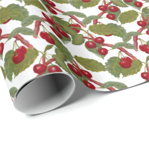 Papier Cadeau Douce douche de bébé à la cerise carrelée 