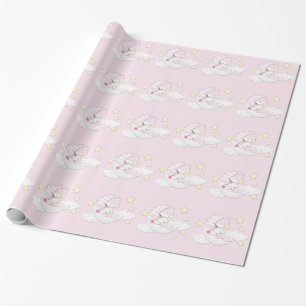 Papier Cadeau Douce Fille de la Lune Rose Bébé