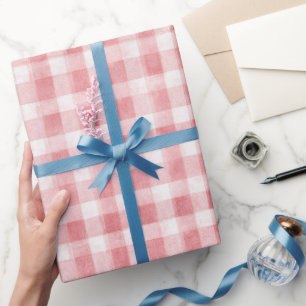Papier Cadeau Douce Fille Rose Blanc Carreaux Rayures Anniversai