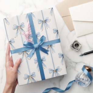 Papier Cadeau Douce Mariée Rubans Bleus Baby Shower