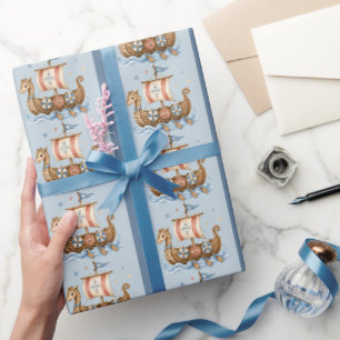 Papier Cadeau Douce petite Baby Shower de bateau Viking