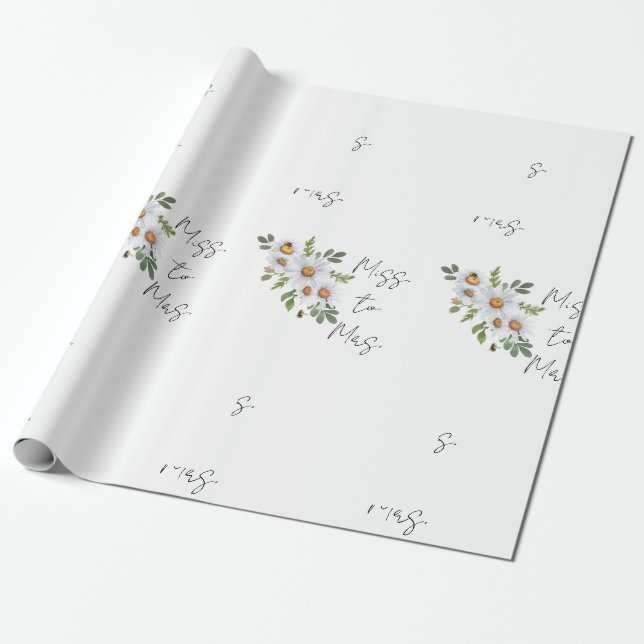 Papier Cadeau Douche nuptiale Daisy Mlle à Mme. (Déroulé)