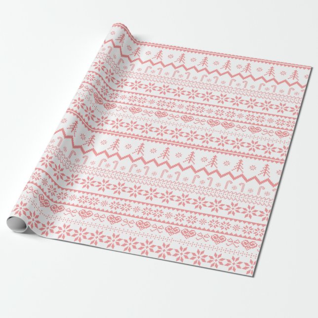 Papier Cadeau Douille rose Knit Motif Papier d'enveloppement de  (Déroulé)