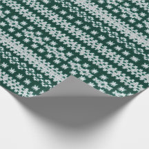 Doux moche Vert & Blanc Faux Knitted Snowflakes