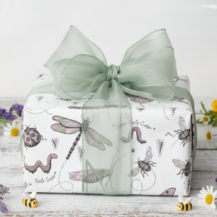 Papier Cadeau Doux Petit Critter Délicieux Rose et blanc