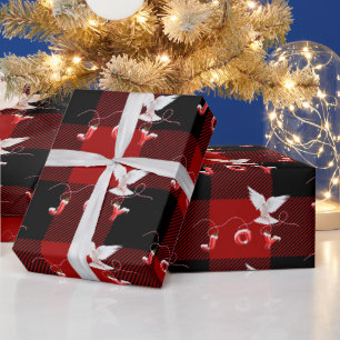 Papier Cadeau Dove Blanche Avec Ornament De Joie