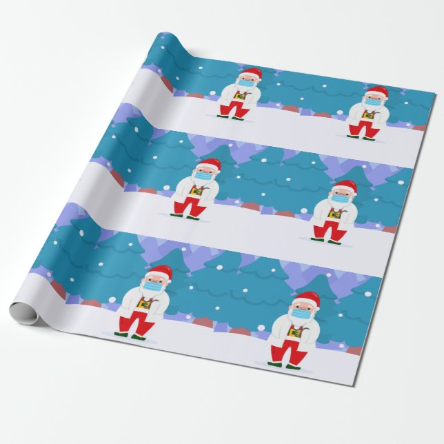 Papier Cadeau dr santa claus covid masque de noël (Déroulé)
