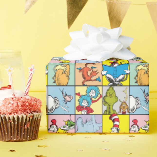 Papier Cadeau Dr Seuss | Graphique Histoires (Fête d'anniversaire)