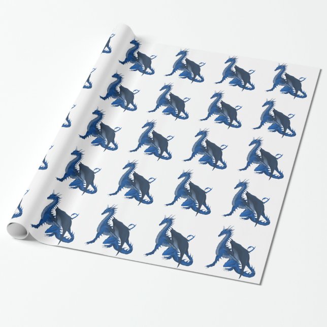 Papier Cadeau Dragon bleu (Déroulé)