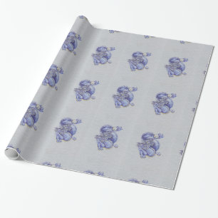 Papier Cadeau Dragon bleu