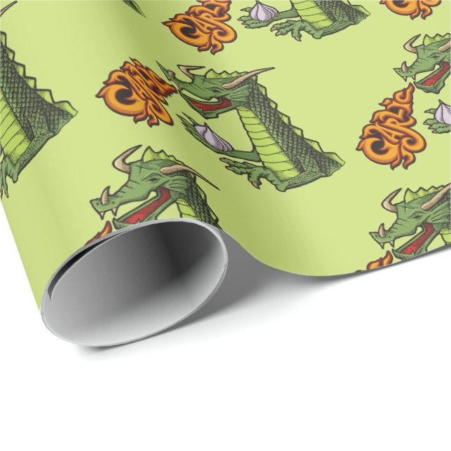 Papier Cadeau Dragon d'ail (Coin rond)
