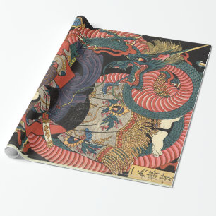Papier Cadeau Dragon japonais traditionnel vintage