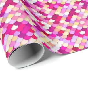 Papier Cadeau "Dragon Scales" - magenta, rose et or