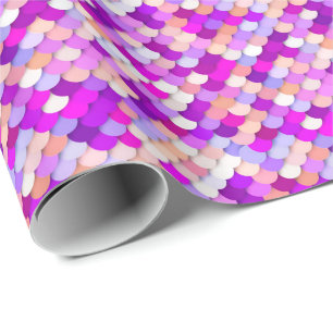 Papier Cadeau "Dragon Scales" - violet. rose chaud et pêche