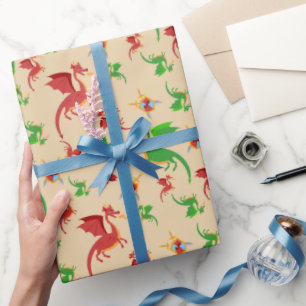 Papier Cadeau Dragon Slayer Knight Boy fête d'anniversaire