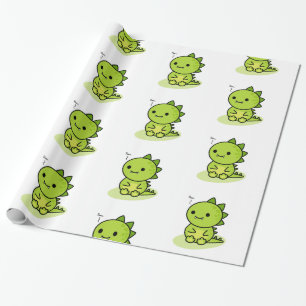 Papier Cadeau Dragon vert bébé Chibi