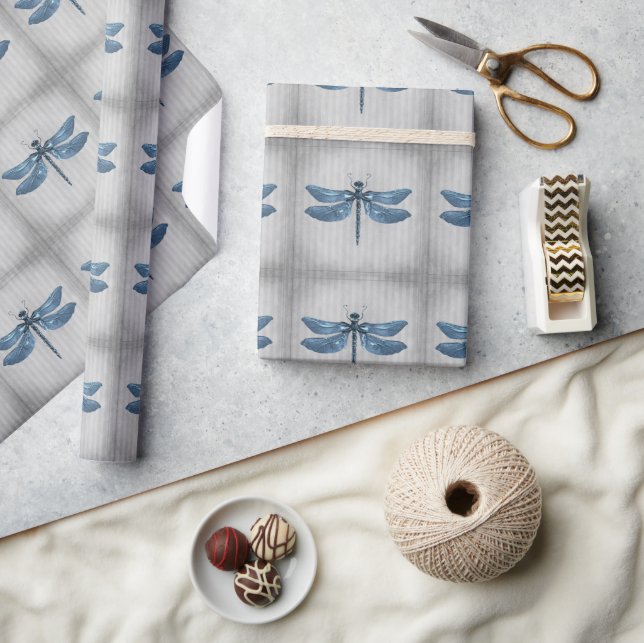 Papier Cadeau Dragonfly à bijoux bleu (Artisanat)