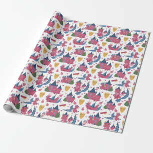 Papier Cadeau Dragons et châteaux