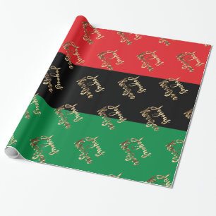 Papier Cadeau Drapeau afro-américain Joyous Kwanzaa RBG UNIA