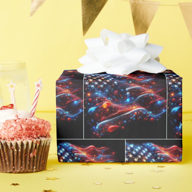 Papier Cadeau Drapeau américain (Fête d'anniversaire)