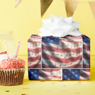 Papier Cadeau Drapeau américain avec notes de musique