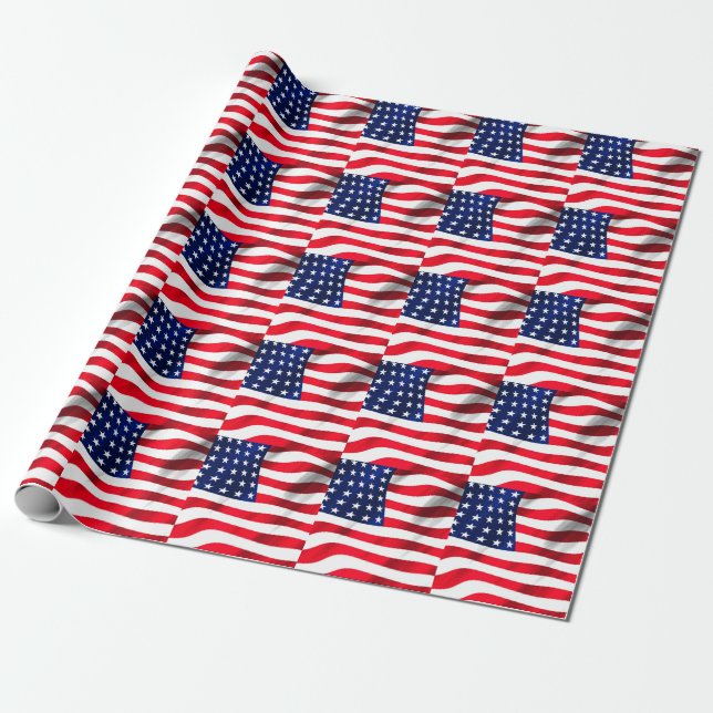 Papier Cadeau Drapeau américain Drapeau 4 Juillet Parti (Déroulé)