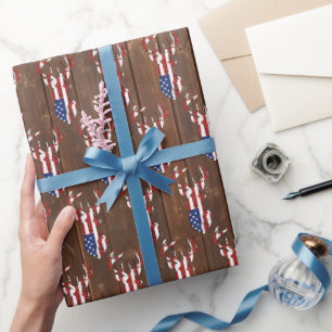 Papier Cadeau Drapeau Américain En Bois