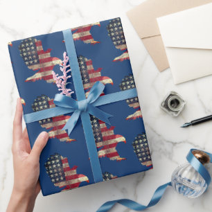 Papier Cadeau Drapeau américain et aigle à tête blanche