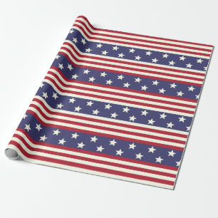 Papier Cadeau Drapeau américain étoiles et rayures USA Patriot