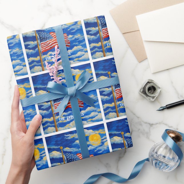 Papier Cadeau Drapeau américain impressionniste (Cadeaux)