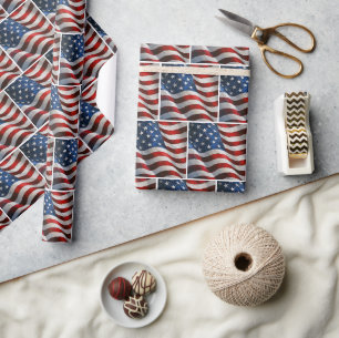 Papier Cadeau Drapeau américain ondulant dans l'art à la peintur
