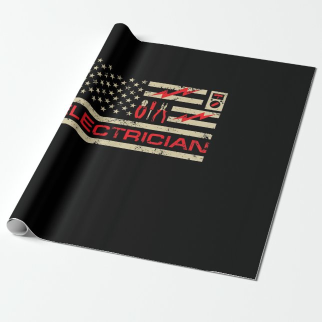 Papier Cadeau Drapeau américain patriotique Fars de Noël (Déroulé)